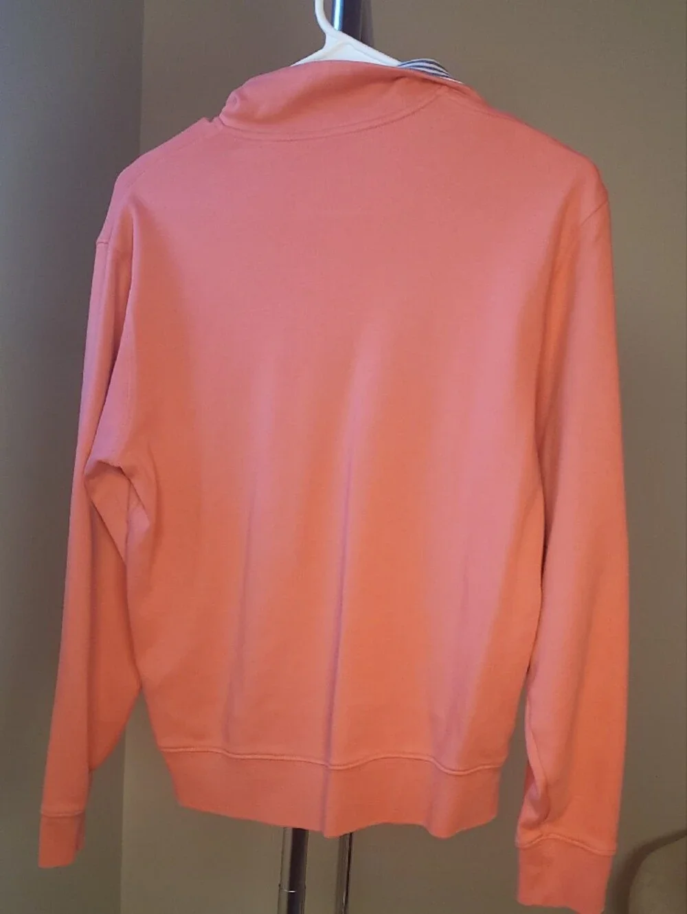 Vineyard Vines Coral Quarter-Zip with Striped Collar